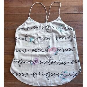 Victoria Secret Off White Floral Script sleep cami size XS